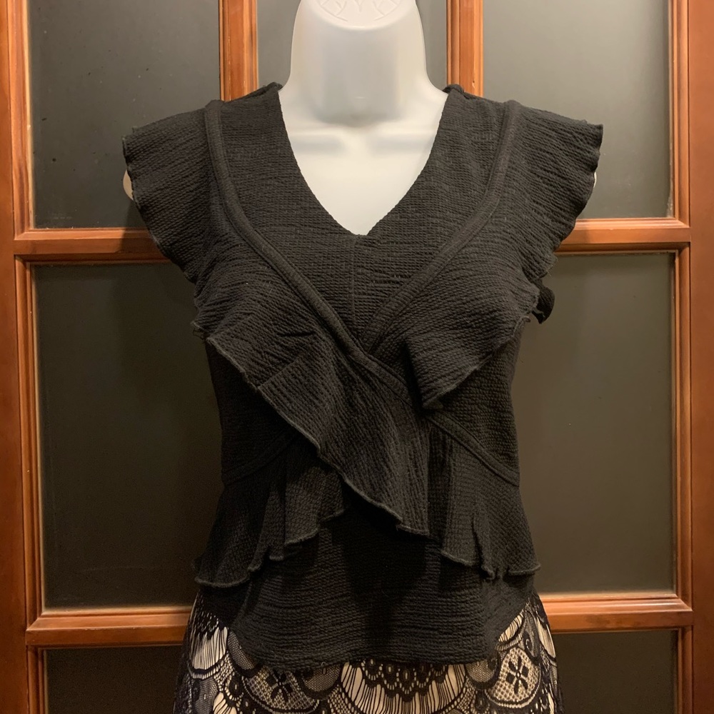 Black V-neck Top